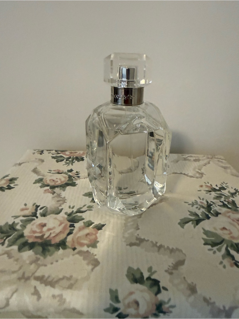 Tiffany & Co. Clear Crystal Perfume Bottle with Silver Accents